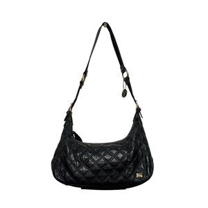 The Sak Y2K Black Leather Shoulder Bag Purse Quilted Pattern Hobo Handbag